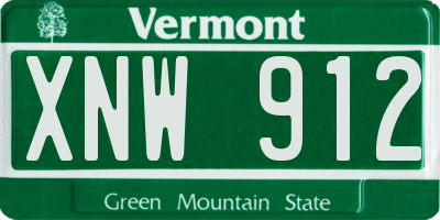 VT license plate XNW912