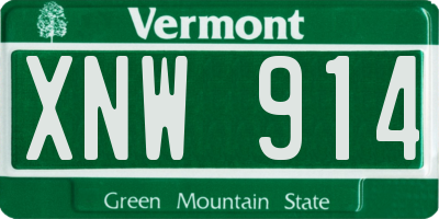 VT license plate XNW914