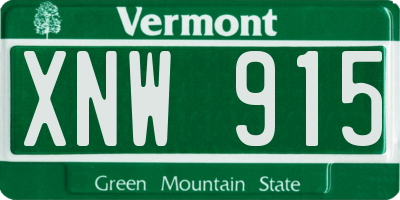 VT license plate XNW915