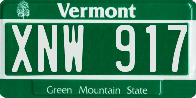 VT license plate XNW917