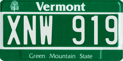 VT license plate XNW919