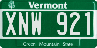VT license plate XNW921