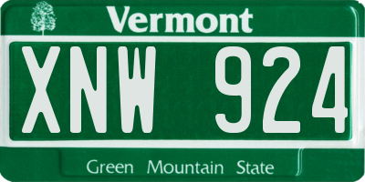 VT license plate XNW924