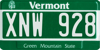 VT license plate XNW928