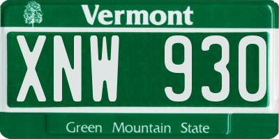 VT license plate XNW930