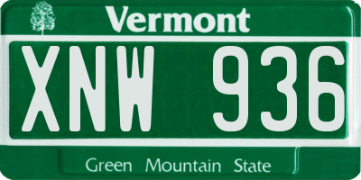 VT license plate XNW936