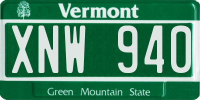 VT license plate XNW940