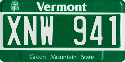 VT license plate XNW941
