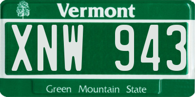 VT license plate XNW943