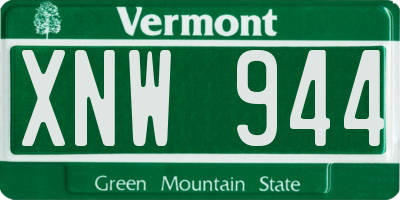 VT license plate XNW944