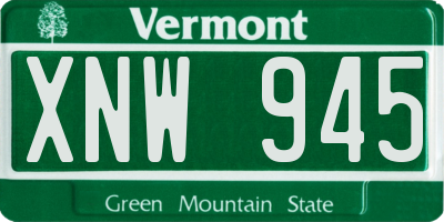 VT license plate XNW945
