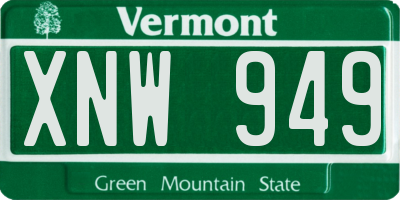 VT license plate XNW949
