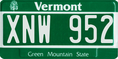 VT license plate XNW952