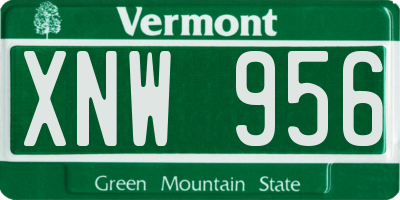 VT license plate XNW956