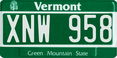 VT license plate XNW958
