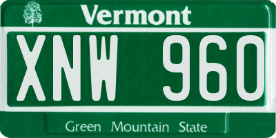 VT license plate XNW960