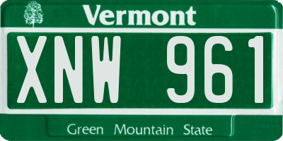 VT license plate XNW961