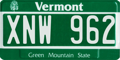 VT license plate XNW962