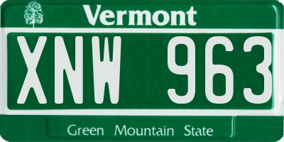 VT license plate XNW963
