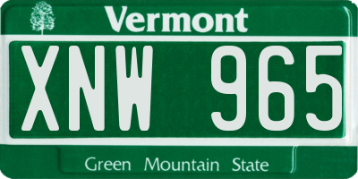 VT license plate XNW965