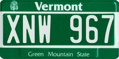 VT license plate XNW967