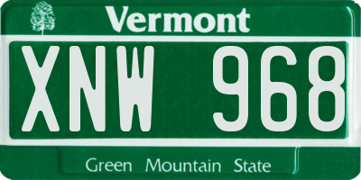 VT license plate XNW968