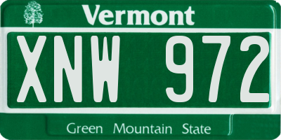 VT license plate XNW972