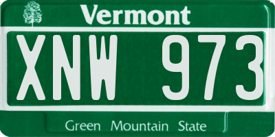 VT license plate XNW973