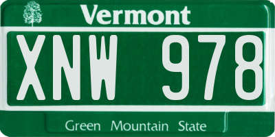 VT license plate XNW978