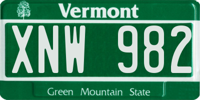 VT license plate XNW982