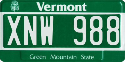 VT license plate XNW988