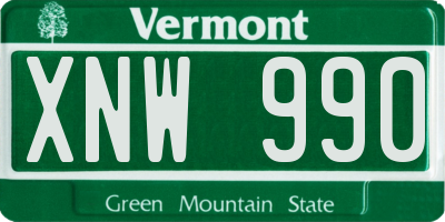 VT license plate XNW990