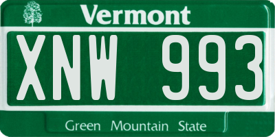 VT license plate XNW993