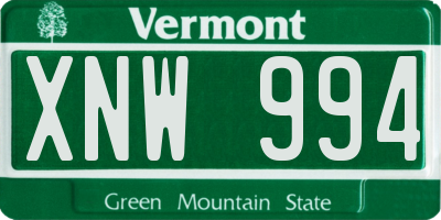 VT license plate XNW994