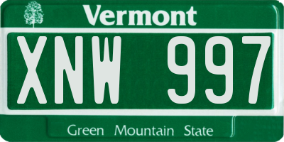 VT license plate XNW997