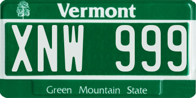 VT license plate XNW999