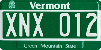 VT license plate XNX012