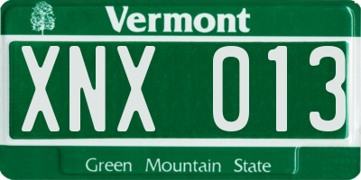 VT license plate XNX013