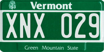 VT license plate XNX029