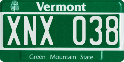 VT license plate XNX038
