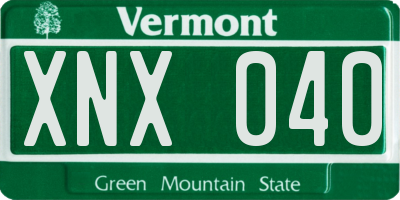 VT license plate XNX040