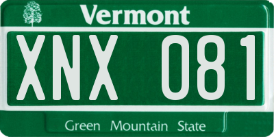 VT license plate XNX081
