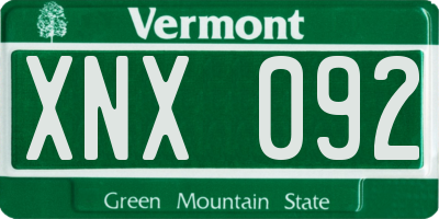VT license plate XNX092
