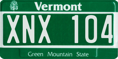 VT license plate XNX104