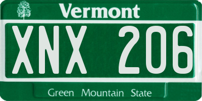 VT license plate XNX206