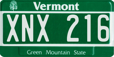 VT license plate XNX216