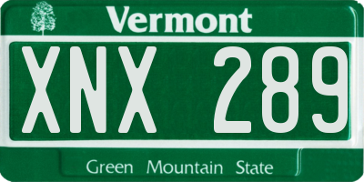 VT license plate XNX289