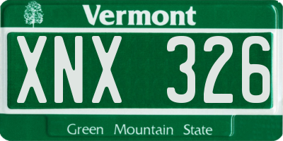 VT license plate XNX326