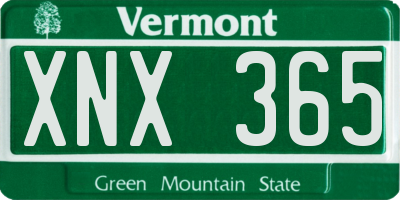 VT license plate XNX365
