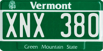 VT license plate XNX380